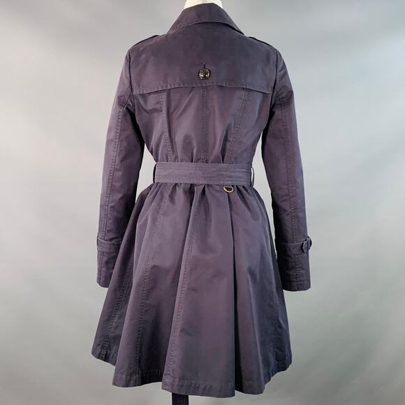 BURBERRY Size 2 Navy Cotton Blend Belted Trench Coat - Picture 4 of 8